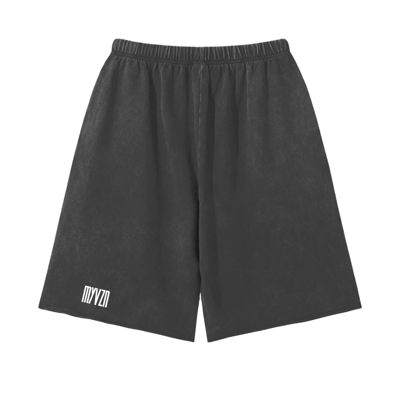 MYVZN Snow Washed Raw Hem Shorts