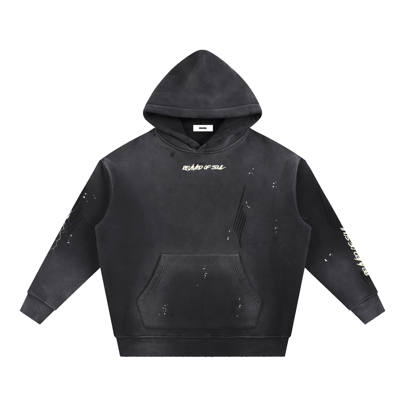 Drained of soul Washed Frayed Fleece Hoodie