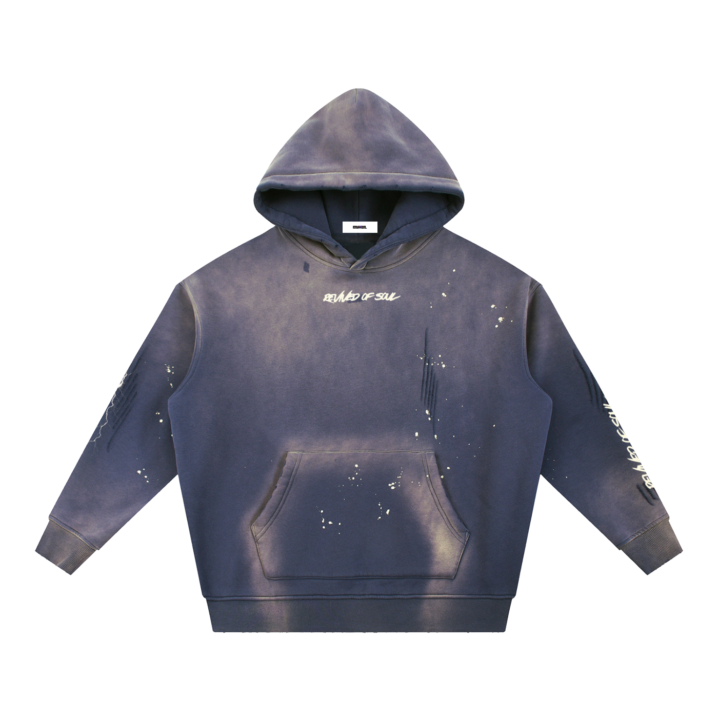 Drained of soul Washed Frayed Fleece Hoodie