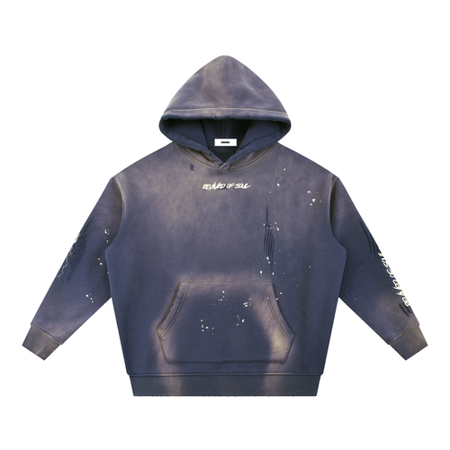 Drained of Soul Washed Frayed Fleece Hoodie – MYVZN streetwear hoodie (view 8)