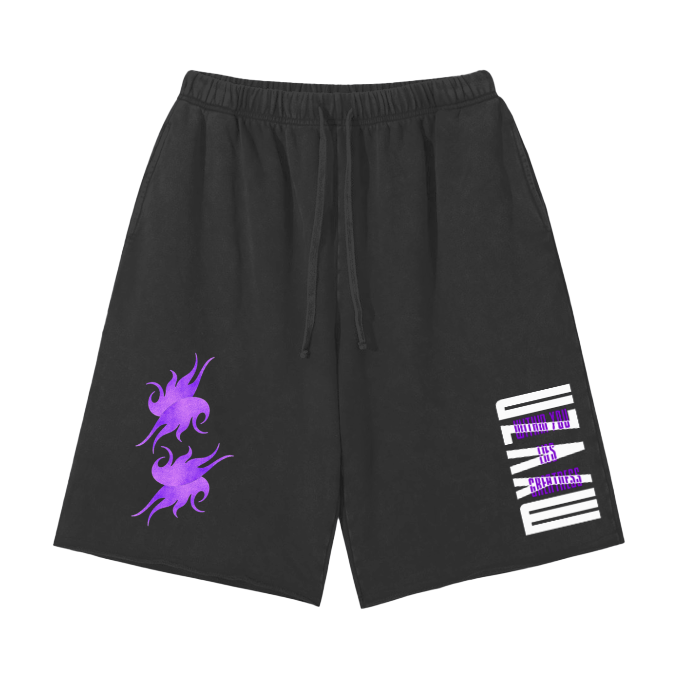 MYVZN Snow Washed Raw Hem Shorts