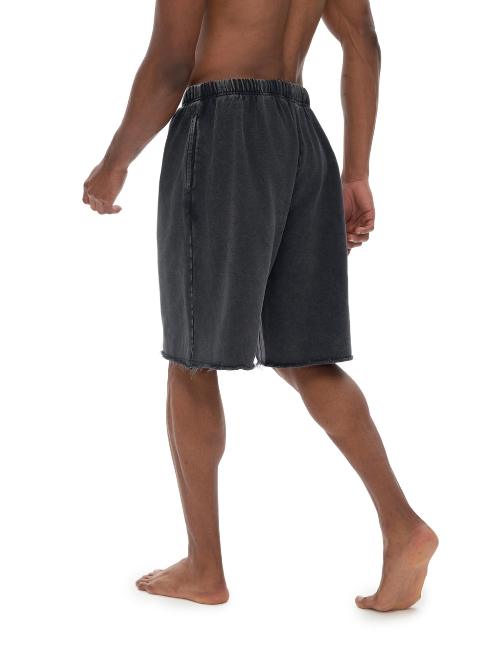 MYVZN Snow Washed Raw Hem Shorts